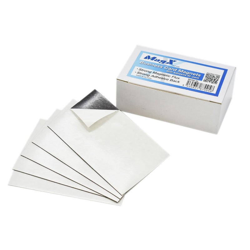 MagX Magnetic Business Card with Adhesive Backing, 3.5 x 2 Inch, 50-pack, Self Adhesive Business Card Magnets, Stationery, Office supply (MVAB-50) - Image 1